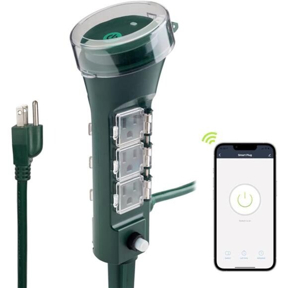 Outdoor Smart Plug Waterproof WiFi Outdoor Outlet Timer with 6 Grounded Outlets - Picture 1 of 6